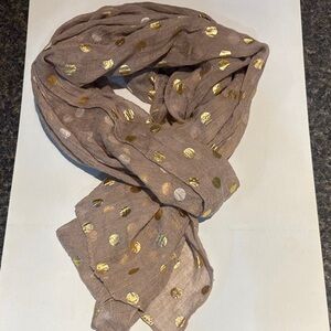 2 Chic Gold Polka Dot Tan Scarf